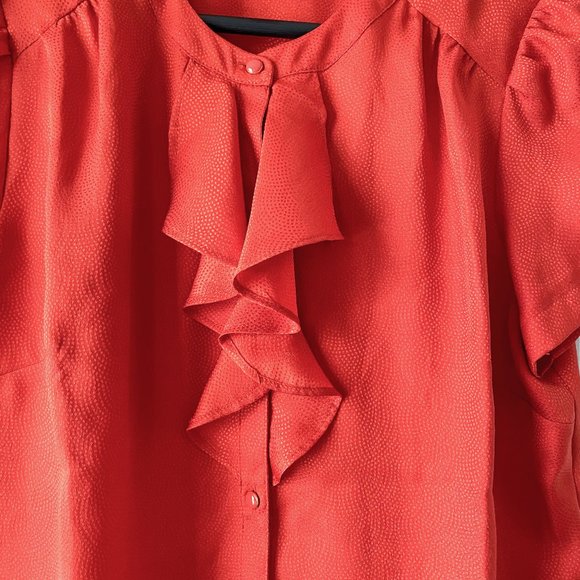 ❤Last Chance❤ Elegant LOFT Orange Ruffle Blouse - Picture 6 of 12